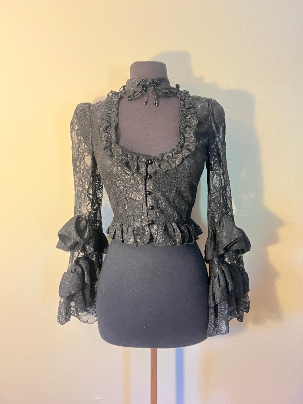 Dark in Love Gothic Lace Shimmer Blouse
